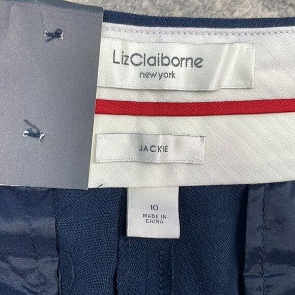 NWT Liz Claiborne Jackie Trouser Pants Navy Blue Career Office Corporate Sz 10 - Picture 7 of 12